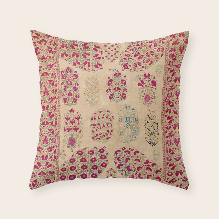 Bokhara Suzani Southwest Uzbekistan Floral Print Throw Pillow Gallery Image 6