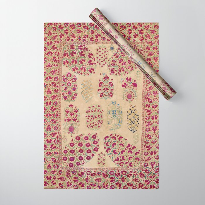 Bokhara Suzani Southwest Uzbekistan Floral Print Wrapping Paper Gallery Image 1