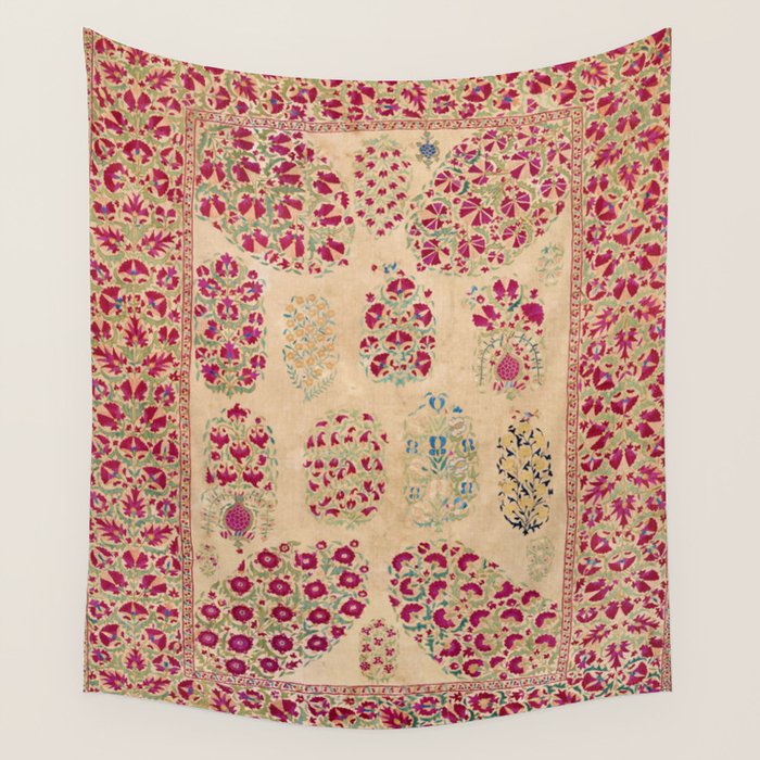 Bokhara Suzani Southwest Uzbekistan Floral Print Wall Tapestry Gallery Image 4