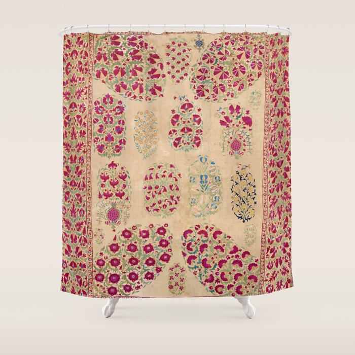 Bokhara Suzani Southwest Uzbekistan Floral Print Shower Curtain Gallery Image 1
