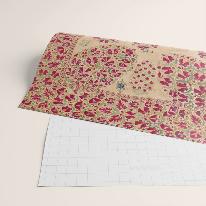 Bokhara Suzani Southwest Uzbekistan Floral Print Wrapping Paper Gallery Image 2