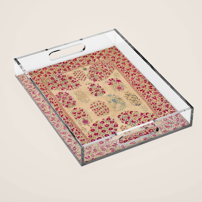 Bokhara Suzani Southwest Uzbekistan Floral Print Acrylic Tray Gallery Image 1