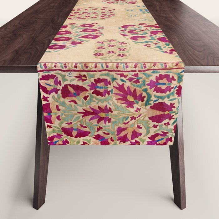 Bokhara Suzani Southwest Uzbekistan Floral Print Table Runner Gallery Image 1