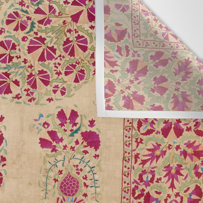 Bokhara Suzani Southwest Uzbekistan Floral Print Wall Tapestry Gallery Image 3