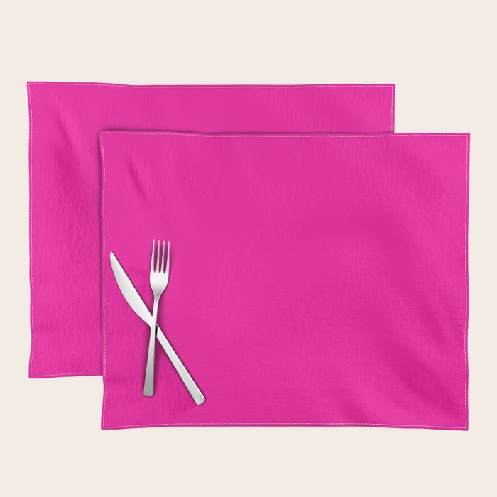 Girly modern neon pink solid color Placemat Gallery Image 1