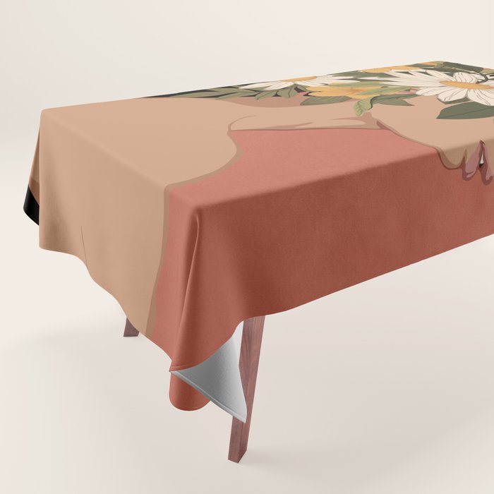 Woman With Flowers 2 Tablecloth Gallery Image 1