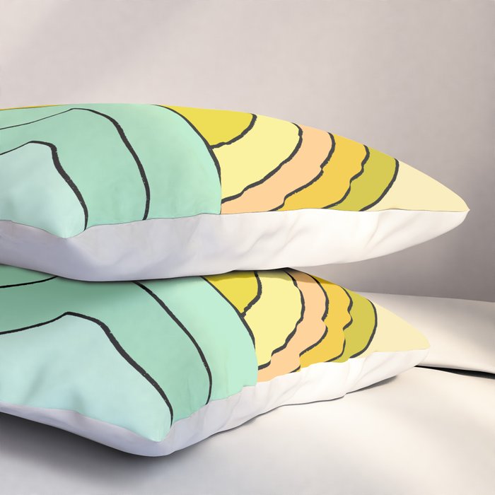 ride rainbows // retro surf soul // art by surfy birdy Pillow Sham Gallery Image 3