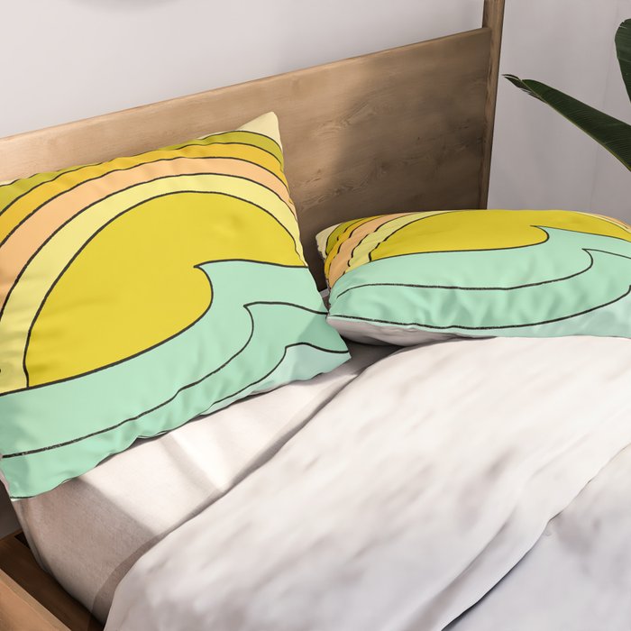ride rainbows // retro surf soul // art by surfy birdy Pillow Sham Gallery Image 2
