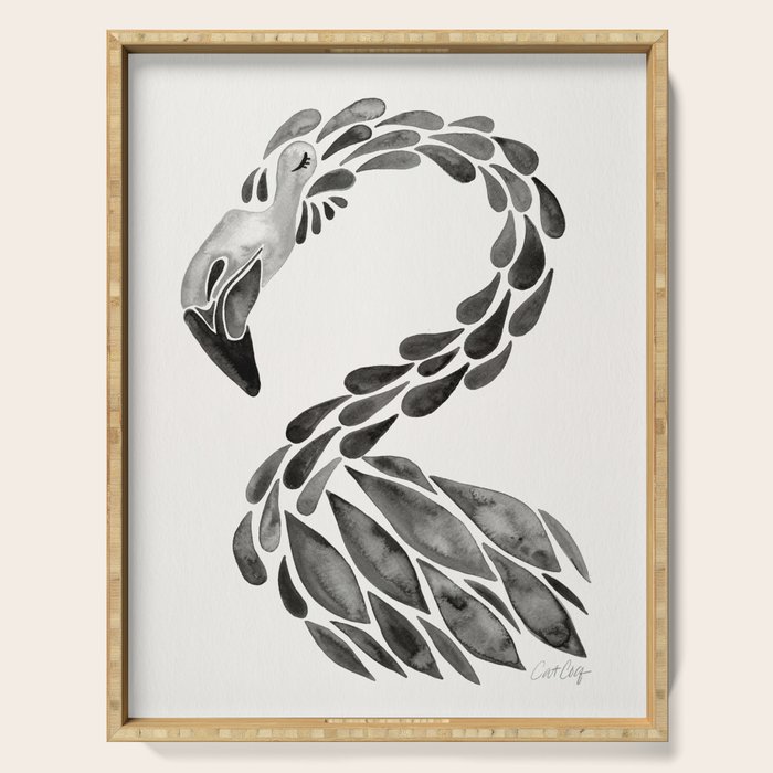 Miami Flamingo - Black Ink Serving Tray Gallery Image 1