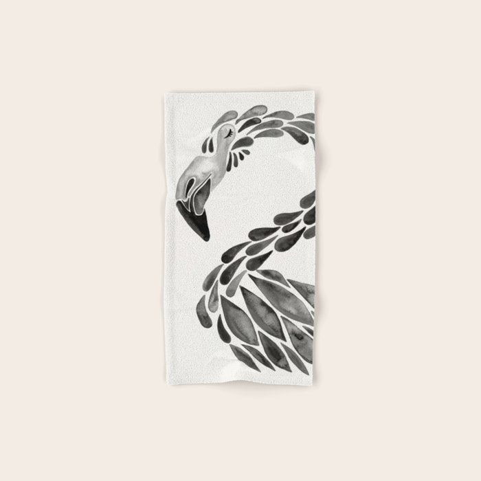 Miami Flamingo - Black Ink Bath Towel Gallery Image 1