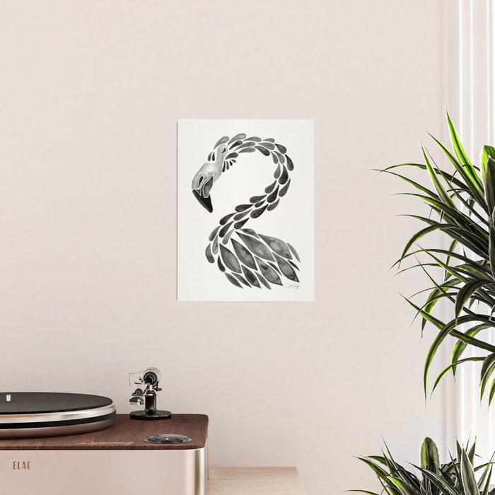 Miami Flamingo - Black Ink Poster Gallery Image 2