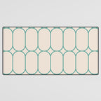 Mod Pods Geometric Pattern in Vintage Beige and Teal Desk Mat Gallery Image 3