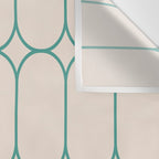 Mod Pods Geometric Pattern in Vintage Beige and Teal Wall Tapestry Gallery Image 3