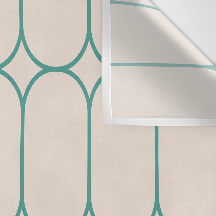 Mod Pods Geometric Pattern in Vintage Beige and Teal Wall Tapestry Gallery Image 3