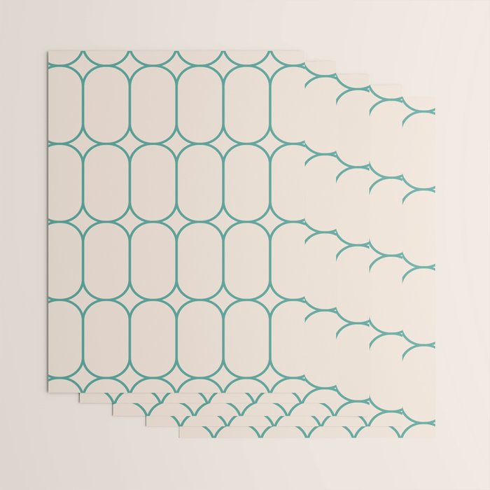 Mod Pods Geometric Pattern in Vintage Beige and Teal Wrapping Paper Gallery Image 3