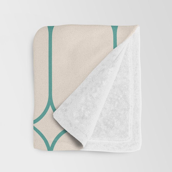 Mod Pods Geometric Pattern in Vintage Beige and Teal Throw Blanket Gallery Image 3