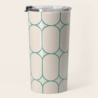 Mod Pods Geometric Pattern in Vintage Beige and Teal Travel Mug Gallery Image 3