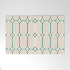 Mod Pods Geometric Pattern in Vintage Beige and Teal Welcome Mat Gallery Image 1