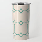 Mod Pods Geometric Pattern in Vintage Beige and Teal Travel Mug Gallery Image 1