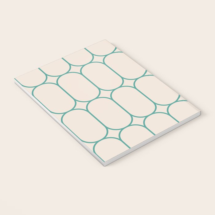 Mod Pods Geometric Pattern in Vintage Beige and Teal Notebook Gallery Image 3