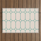 Mod Pods Geometric Pattern in Vintage Beige and Teal Outdoor Rug Gallery Image 1