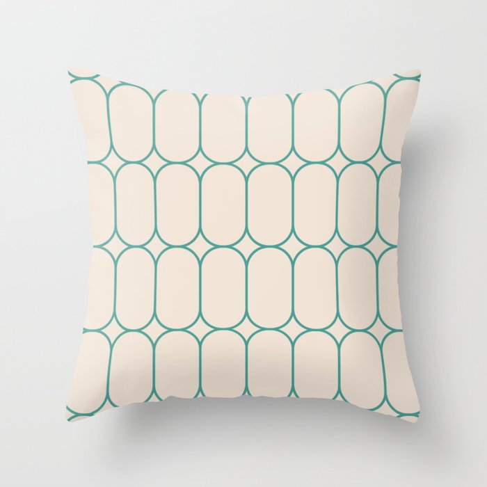 Mod Pods Geometric Pattern in Vintage Beige and Teal Throw Pillow Gallery Image 6