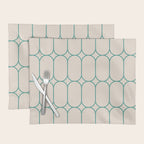 Mod Pods Geometric Pattern in Vintage Beige and Teal Placemat Gallery Image 1