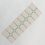 Mod Pods Geometric Pattern in Vintage Beige and Teal Yoga Mat Gallery Image 1