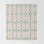 Mod Pods Geometric Pattern in Vintage Beige and Teal Throw Blanket Gallery Image 2