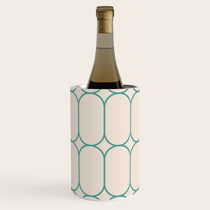 Mod Pods Geometric Pattern in Vintage Beige and Teal Wine Chiller Gallery Image 1