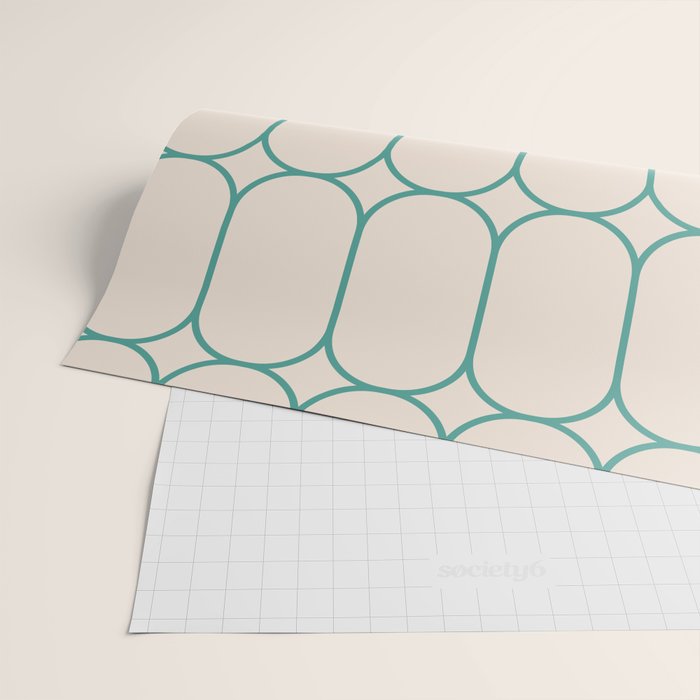 Mod Pods Geometric Pattern in Vintage Beige and Teal Wrapping Paper Gallery Image 2
