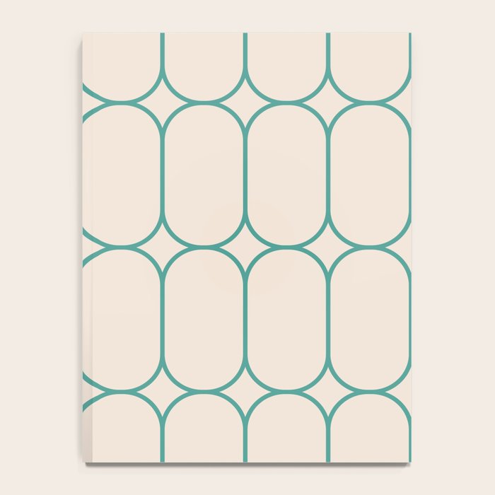 Mod Pods Geometric Pattern in Vintage Beige and Teal Notebook Gallery Image 4