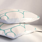 Mod Pods Geometric Pattern in Vintage Beige and Teal Pillow Sham Gallery Image 3