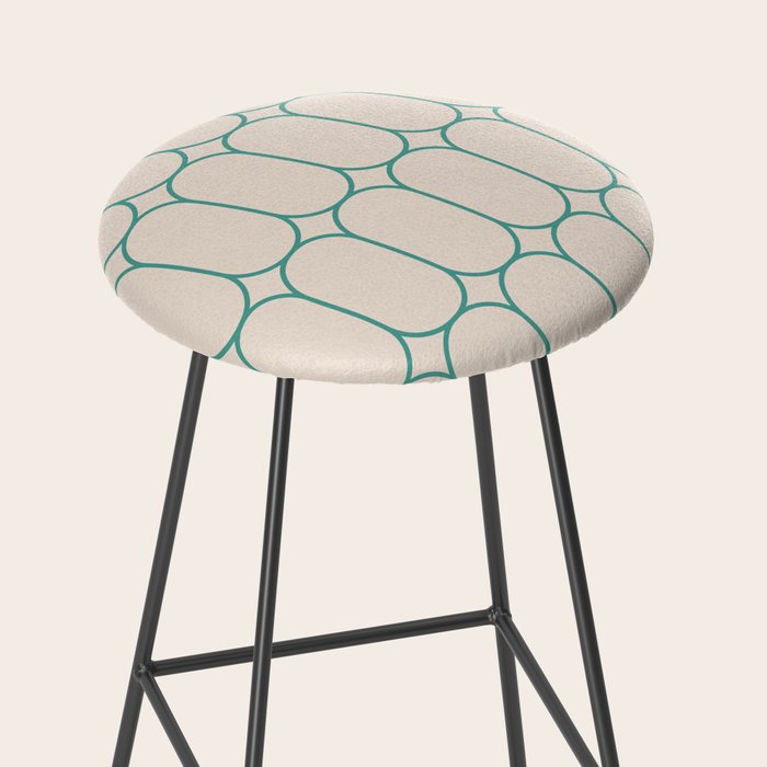 Mod Pods Geometric Pattern in Vintage Beige and Teal Stool Gallery Image 2