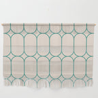 Mod Pods Geometric Pattern in Vintage Beige and Teal Wall Hanging Gallery Image 1