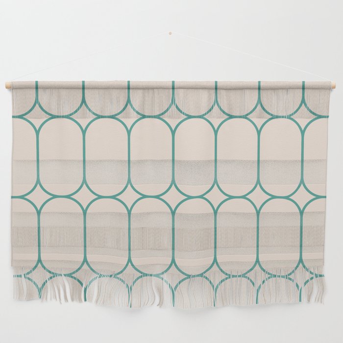 Mod Pods Geometric Pattern in Vintage Beige and Teal Wall Hanging Gallery Image 1