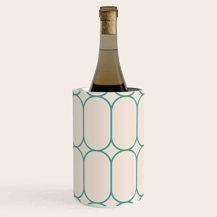 Mod Pods Geometric Pattern in Vintage Beige and Teal Wine Chiller Gallery Image 3