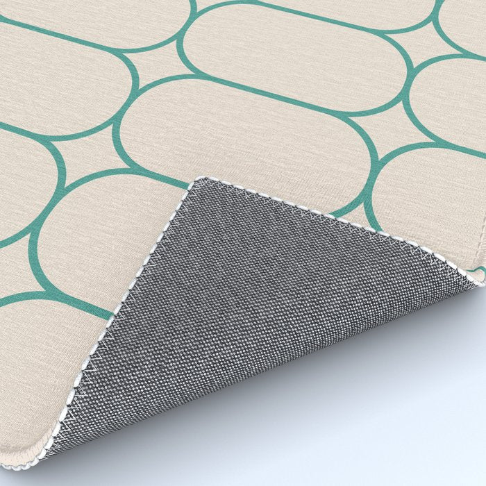 Mod Pods Geometric Pattern in Vintage Beige and Teal Rug Gallery Image 4