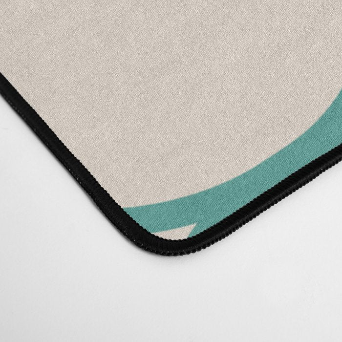 Mod Pods Geometric Pattern in Vintage Beige and Teal Desk Mat Gallery Image 4