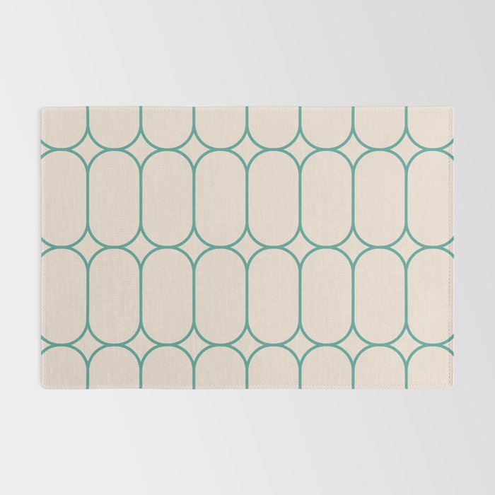 Mod Pods Geometric Pattern in Vintage Beige and Teal Rug Gallery Image 2