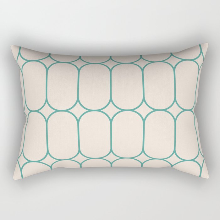 Mod Pods Geometric Pattern in Vintage Beige and Teal Rectangular Pillow Gallery Image 2