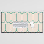 Mod Pods Geometric Pattern in Vintage Beige and Teal Desk Mat Gallery Image 1