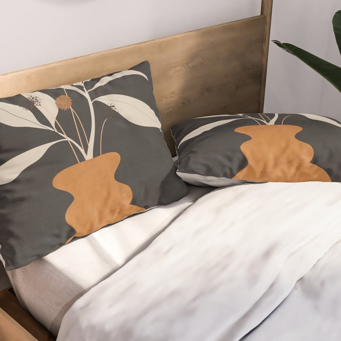 Minimal Abstract Art Vase Plant 11 Pillow Sham Gallery Image 2