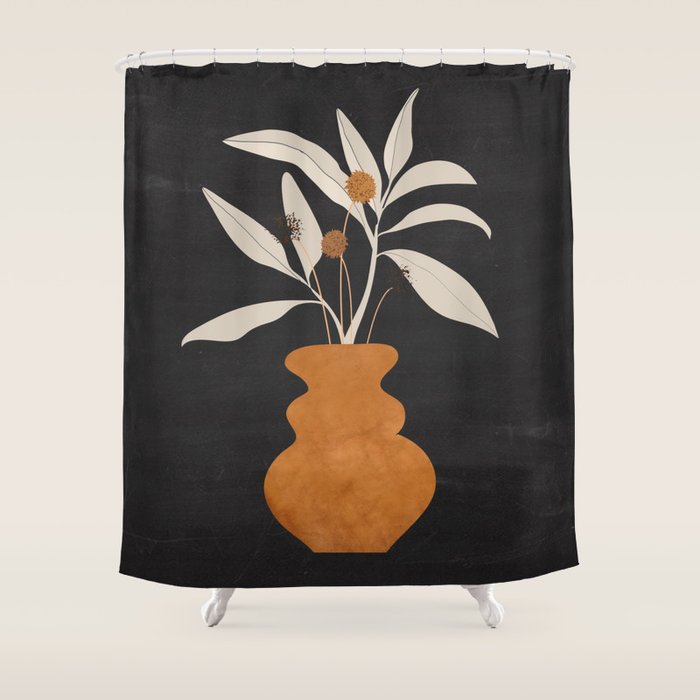 Minimal Abstract Art Vase Plant 11 Shower Curtain Gallery Image 1