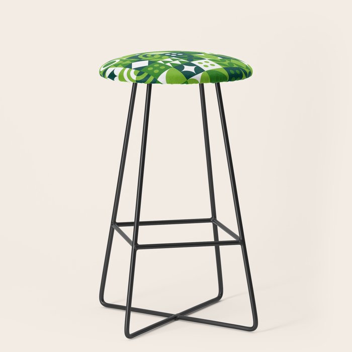Green eco friendly nature geometric mosaic pattern Stool Gallery Image 1