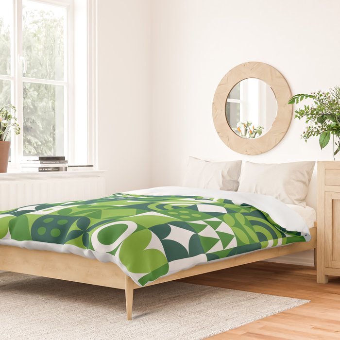 Green eco friendly nature geometric mosaic pattern Duvet Cover Gallery Image 2