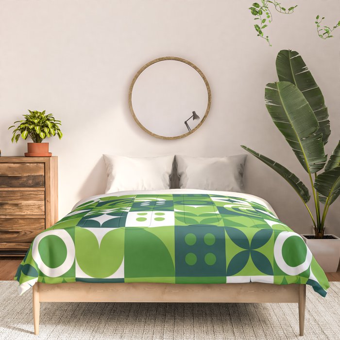 Green eco friendly nature geometric mosaic pattern Comforter Gallery Image 3