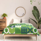 Green eco friendly nature geometric mosaic pattern Comforter Gallery Image 3