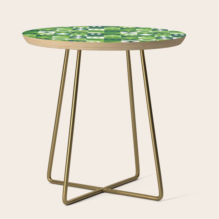 Green eco friendly nature geometric mosaic pattern Side Table Gallery Image 1