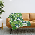 Green eco friendly nature geometric mosaic pattern Throw Blanket Gallery Image 1